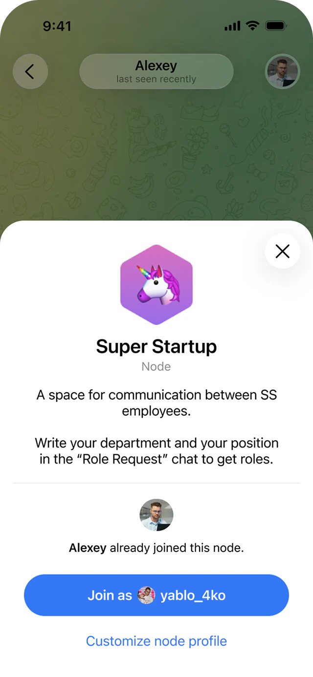 1.1. Join Node • Invite Sheet, светлая тема
