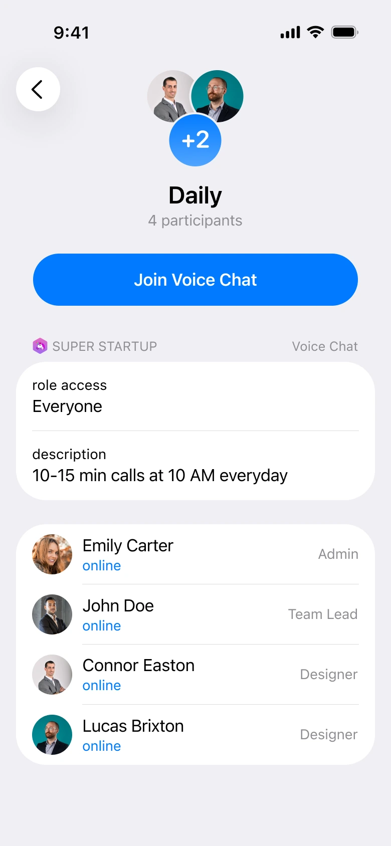 Страница голосового канала Telegram Node